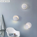 Modern pink & gold circular wall light bedroom white yellow led