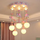 Modern pink & gold unicorn led chandelier – girls' bedroom light