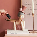 Modern pink & gray woman sculpture tray living room home decor
