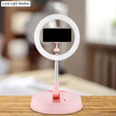Modern pink metallic led ring flash light bedroom smartphone stand