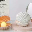 Modern pink & off-white pearl shell lamp desk decoration bedroom