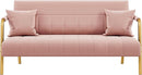 Modern Pink Velvet Sofa with Gold Arms for Living Room