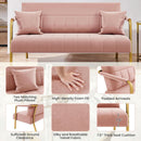 Modern Pink Velvet Sofa with Gold Arms for Living Room