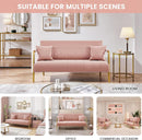 Modern Pink Velvet Sofa with Gold Arms for Living Room