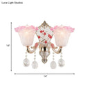 Modern pink & white ruffle glass sconce lamp bedroom wall light