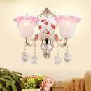 Modern pink & white ruffle glass sconce lamp bedroom wall light