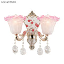 Modern pink & white ruffle glass sconce lamp bedroom wall light