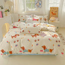 Modern plaid cartoon printed bedding sets bedroom quilt cover kit