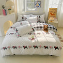 Modern plaid cartoon printed bedding sets bedroom quilt cover kit