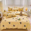 Modern plaid cartoon printed bedding sets bedroom quilt cover kit