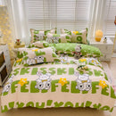 Modern plaid cartoon printed bedding sets bedroom quilt cover kit