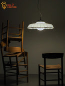 Modern pleated off white double diffuse pendant lights dining room