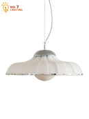 Modern pleated off white double diffuse pendant lights dining room