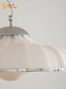 Modern pleated off white double diffuse pendant lights dining room