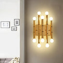 Modern polished gold metal tubes bamboo wall sconce hallway light