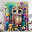 Modern printed colorful owl bedroom curtain set