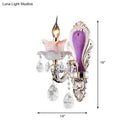 Modern purple & silver crystal wall sconce – bedroom floral light