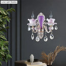 Modern purple & silver crystal wall sconce – bedroom floral light
