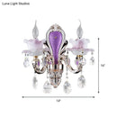 Modern purple & silver crystal wall sconce – bedroom floral light