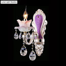 Modern purple & silver crystal wall sconce – bedroom floral light