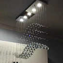 Modern rectangle crystal led chandelier dining room pendant light