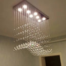 Modern rectangle crystal led chandelier dining room pendant light