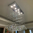 Modern rectangle crystal led chandelier dining room pendant light