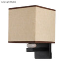 Modern rectangle fabric shade wall light with faux jade decor bedroom