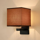 Modern rectangle fabric shade wall light with faux jade decor bedroom