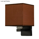 Modern rectangle fabric shade wall light with faux jade decor bedroom