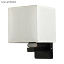 Modern rectangle fabric shade wall light with faux jade decor bedroom