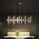 Modern rectangle gold crystal chandelier dining room light