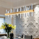 Modern rectangle gold crystal chandelier dining room light