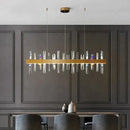 Modern rectangle gold crystal chandelier dining room light