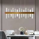 Modern rectangle gold crystal chandelier dining room light