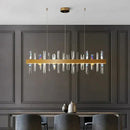 Modern rectangle gold crystal chandelier dining room light