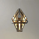 Modern rectangular amber led pendant lamp for dining room