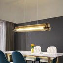 Modern rectangular amber led pendant lamp for dining room