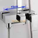 Modern rectangular black chrome bathroom mixer tub valve faucet