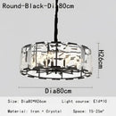 Modern rectangular black crystal chandeliers dining room led light