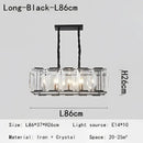 Modern rectangular black crystal chandeliers dining room led light