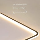 Modern rectangular black dimmable led ceiling chandelier living room