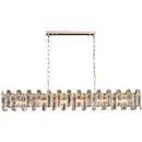 Modern rectangular brushed nickel crystal dimmable pendant light bedroom