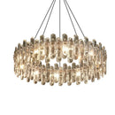 Modern rectangular brushed nickel crystal dimmable pendant light bedroom