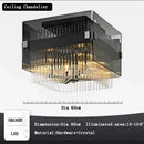 Modern rectangular crystal glass pendant chandelier for dining room