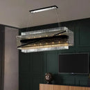 Modern rectangular crystal glass pendant chandelier for dining room