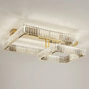 Modern rectangular gold crystal dimmable ceiling light living room