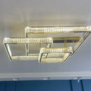Modern rectangular gold crystal dimmable ceiling light living room