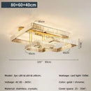 Modern rectangular gold crystal dimmable ceiling light living room