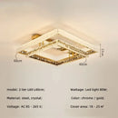 Modern rectangular gold crystal led ceiling lighting fixture bedroom